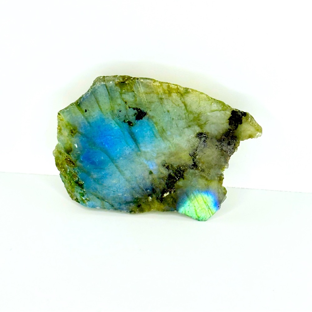 Gemstone Labradorite Slab Polished on One Side Natural Stone Flashes of light